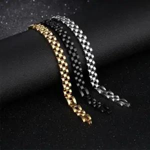 [골드스마일]스틸 하프 라운드 볼드 체인 커플팔찌