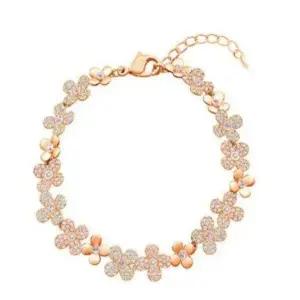 [골드스마일]여성스러운 큐빅꽃 메탈 체인 팔찌