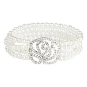 [골드스마일]큐빅장식 라인진주 로즈모양 팔찌