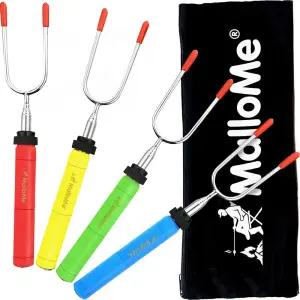 화염 구덩이용 말로메 스모어 스틱 - 회전식 34 마시멜로 로스팅 키트 야외 캠프파이어용 액세서리 꼬치