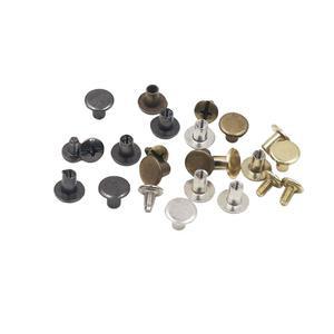 가죽 공예용 라운드 플랫 헤드 시카고 나사 버튼  수리 포스트 패스너  금속 네일 리벳 스터드 실버  100