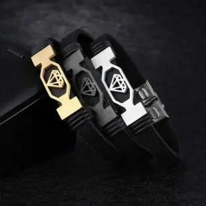 남성 가죽 스틸장식 스테인레스 팔찌