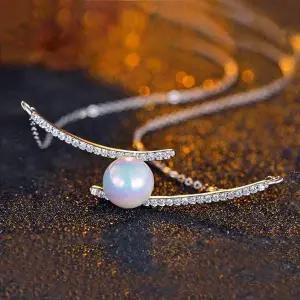 큐빅 라인 진주 펜던트