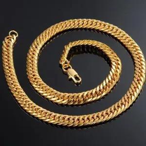 [골드스마일]골드 도금 와이드 남성 목걸이-골드