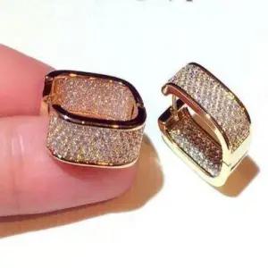 [골드스마일]깔끔한 골드 스퀘어 큐빅 귀걸이