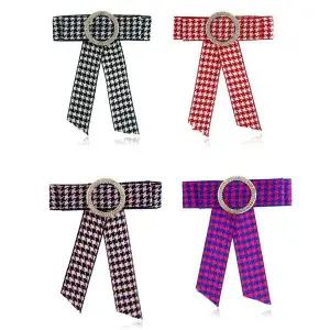 서클 체크 패션 여성 리본 브로치