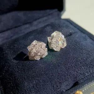 [골드스마일]큐빅 925함유 장미장식 실버귀걸이