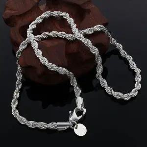 트위스트 기본 실버 체인 모던한 목걸이
