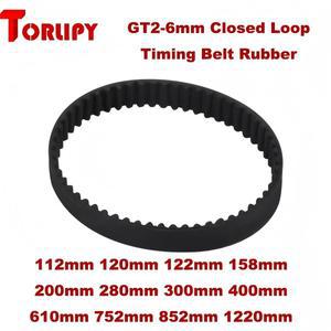 GT2 폐쇄 루프 타이밍 벨트 고무 2GT 6mm 3D 프린터 부품 112 120 122 158 200 280 300 400 610 852 1220mm