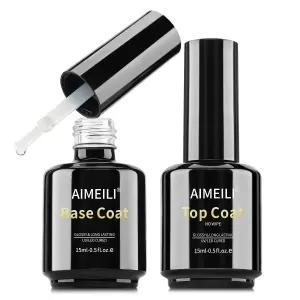 밀리 젤 네일 폴리쉬 헤마 프리 노 와이프 탑 및 베이스 코트 세트 2 x 15ml 크루얼티 고광택 광택 마감