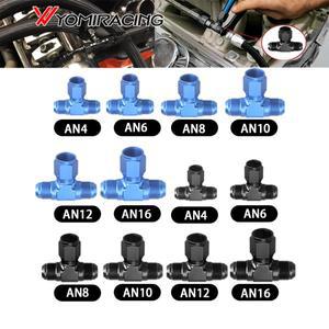 알루미늄 플레어 티 피팅  AN4  AN10  암-수 티  사이드 스레드 어댑터  블랙