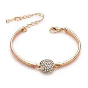 큐빅 원형꽃술 골드 뱅글팔찌
