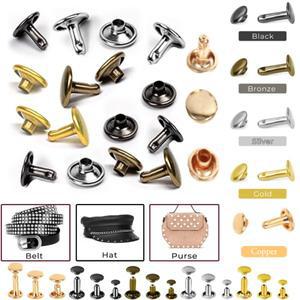50set 6-12mm 금속 더블 캡 리벳 스터드 라운드 네일 스파이크 Leathercraft 수리 신발 가방 벨트 의류 액