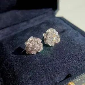 큐빅 925함유 장미장식 실버귀걸이