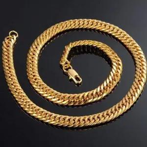 골드 도금 와이드 남성 목걸이-골드