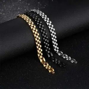 스틸 하프 라운드 볼드 체인 커플팔찌