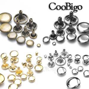 100피스 금속 더블 캡 리벳 스터드 라운드 네일 헤드 스파이크 가죽 DIY 락 공예 장식 의류 가방 벨트 팔찌