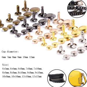50피스 6-12mm 금속 더블 캡 리벳 스터드 가죽 공예 가방 벨트 의류 신발 애완 동물 고리 장식에 대 한 라