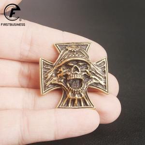 빈티지 황동 크로스 스컬 머리 리벳 레트로 복고풍 엔틱 외치는 펑키 DIY 가죽 벨트 지갑 나사와 의류 버클