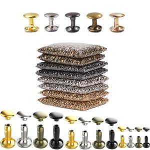 50피스 5-15mm 금속 더블 캡 리벳 가죽 스터드 라운드 네일 Leathercraft 액세서리 수리 신발 가방 벨트 의