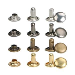 100 세트 황동 모자 손톱 가죽 리벳 버섯 충돌 관형 금속 스터드 공예 지갑 벨트 의류