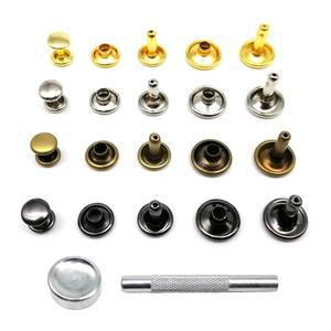 50sets 6mm 8mm 10mm 금속 더블 캡 사이드 라운드 리벳 가죽 공예 벨트 지갑 가방 신발 의류 장식 수리 네