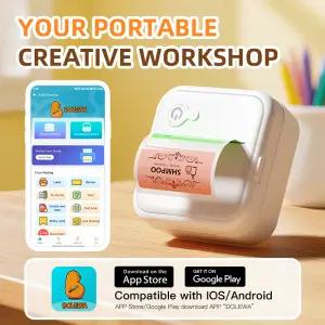 DOLEWA D8 휴대용 미니 프린터 무선 블루투스 잉크리스 스티커 메이커 태그 가격 기계 사무실 학교 주방용