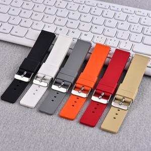 플랫  FKM 시계 스트랩 14mm 20mm 방수 소프트 FluoroRubber 스마트 퀵 릴리스 손목 밴드