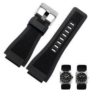 벨시리즈 BR01 남성용 시계 밴드 방수 팔찌 벨트 로스 블랙 33x24mm 용 볼록한 Sillicone 고무 스트랩