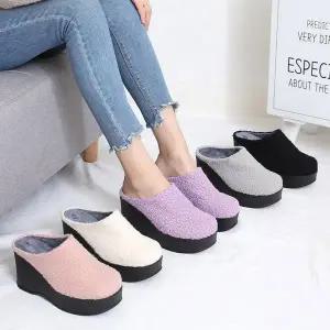 [하프클럽/]여자 포근한 FUR안감 FW 통굽 슬리퍼