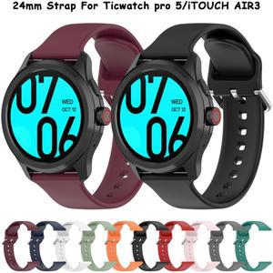 TicWatch Pro 5 용 24mm 실리콘 스포츠 시계 밴드 스마트 팔찌 Correa 손목 교체 스트랩