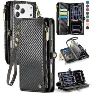 Defencase 아이폰 17 프로 케이스 지갑, RFID 차단 카드 홀더 포함, 여성용 남성용, 패션 PU 가죽 마그네틱