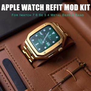 apple 호환 Watch 용 수정 고급 스테인레스 스틸 케이스 8 7 6 5 밴드 금속 스트랩 42mm 고무 시계
