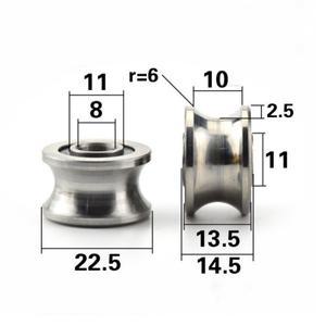 10개 U22 U형 베어링 풀리 롤러 휠 스틸 볼 8x22.5x14.5x13.5 mm 트레이스 워킹 가이드 레일