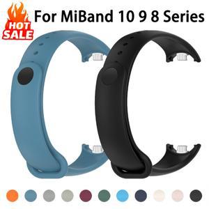 샤오미호환 미 밴드 10 9 8용 실리콘 스트랩 NFC 스포츠 고무 팔찌 스마트 8 액세서리