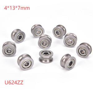 U자형 원형 바닥 트랙 그루브 도르래 베어링 슬라이딩 롤러 U 볼 U624ZZ  4x13x7mm  10 개