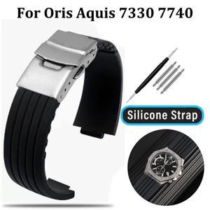 Oris Aquis 7330 7740 스트라이프 고무 실리콘 시계 밴드 스포츠 방수 팔찌 22x11mm 24x12mm 볼록 스트랩