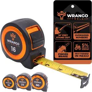 Wrango Tools 줄자 16피트 - 측정 테이프 리트랙터블 오버사이즈 및 양면 인쇄 블레이드 잠금 핑거