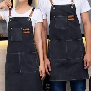 주방 멀티 크로스 작업용 캔버스 쉐프 데님 바리스타 앞치마