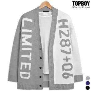 [탑보이][탑보이] 반반 배색 오버핏 가디건 (NL026)