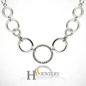 [호림쥬얼리]패션쥬얼리)히트)예쁜)세련(HR)화이트 링앤링 언발란스 목걸이