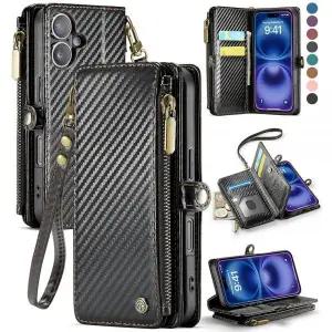 Defencase 아이폰 16 케이스 지갑, RFID 차단 카드 홀더 포함, 여성 및 남성용, 패션 PU 가죽 마그네틱 스