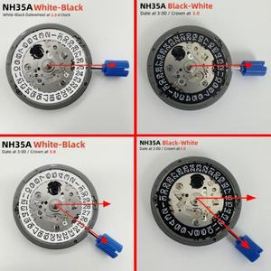 일본  NH35 무브먼트 크라운  3.0/3.8 시 화이트/블랙 데이트휠  24 보석  고정밀 모드 교체 메커니즘