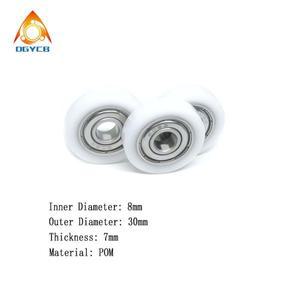 4피스 608ZZ POM 코팅 베어링 롤러 8x30x7 BS60830-7 플라스틱 30mm 직경 8mm 보어 슬라이딩 컨베이어 휠 8