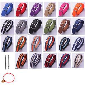 패션 시계 밴드 스트라이프 교체 남성 여성 나일론 실버 핀 버클 16MM 20MM 퀵 릴리스 스트랩