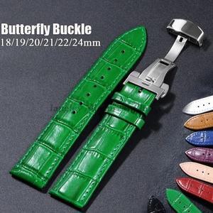 대나무 패턴  가죽 시계 스트랩 채찍으로  밴드 16mm/18mm/20mm/22mm/24mm 스틸 나비 버클 남성 여성 벨트