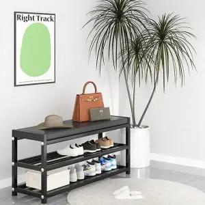 [하프클럽/셀러허브]철제 현관 벤치 신발장 수납장 벤치형 3단 75cm