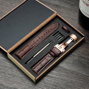 가죽 스트랩 14/16mm 18mm 20mm 시계 밴드 박스 버터 플라이 걸쇠 교체 팔찌 액세서리