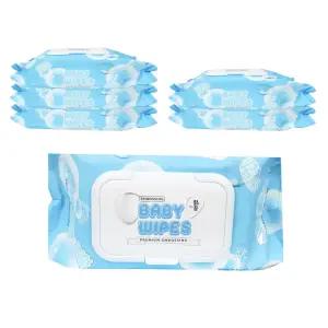 물티슈 엠보싱 6팩 72매 두꺼운 맑음한소끔 캡형