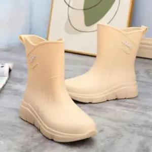 파스텔 소프트 미들 레인 부츠 장수 발목 워커 장화